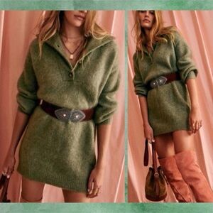 Sezane Mika Sweater Dress Size Small, Khaki